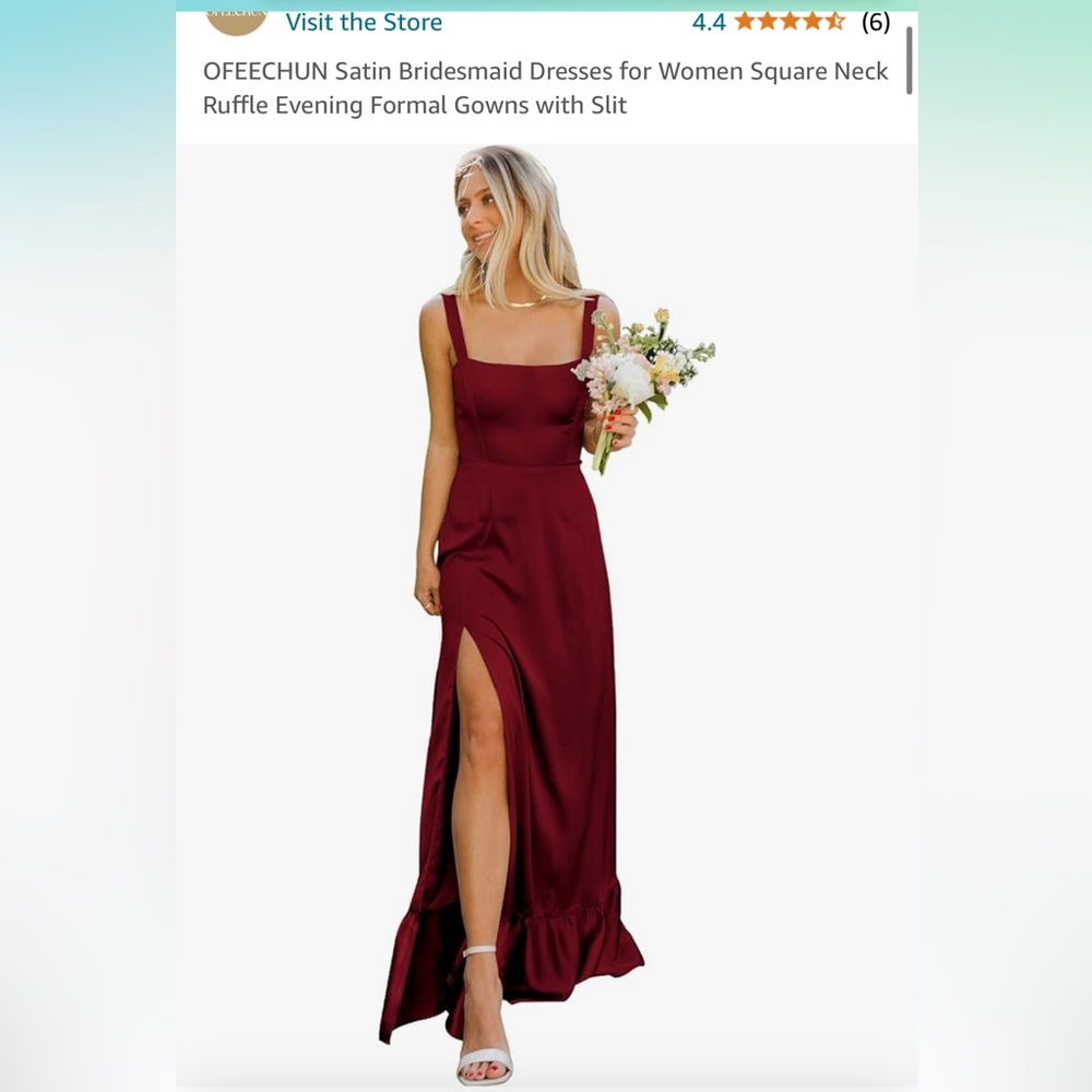 Satin burgundy bridesmaid dress
